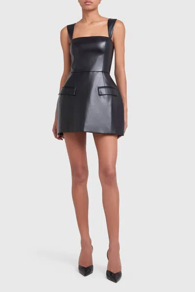 Amanda Uprichard Bethany Skort Romper In Black Leather
