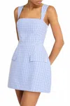 Amanda Uprichard Bethany Skort Romper In Blue Gingham In Blue