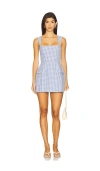 Amanda Uprichard Bethany Skort Romper In Blue Gingham In Blue
