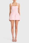 Amanda Uprichard Bethany Skort Romper In Shocking Pink