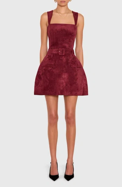 Amanda Uprichard Bethany Sleeveless Faux Suede Skort In Red