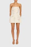 Amanda Uprichard Cecile Jacquard Strapless Bethany Romper In White Gold In Neutral