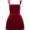 Amanda Uprichard Bethany Velvet Skort Romper In Red