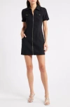 Amanda Uprichard Bianca Front Zip Minidress In Black