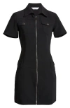Amanda Uprichard Bianca Front Zip Minidress In Black