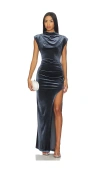 Amanda Uprichard Biella Velvet Gown In Gray