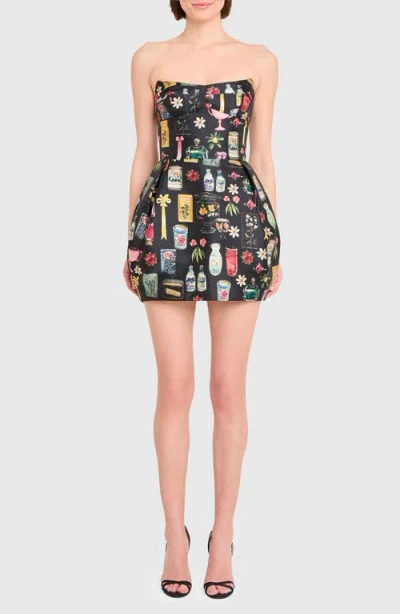 AMANDA UPRICHARD AMANDA UPRICHARD BOWERY MIXED PRINT STRAPLESS COCKTAIL MINIDRESS