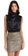 Amanda Uprichard Brantley Mixed Media Cocktail Minidress In Gold/black