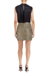 Amanda Uprichard Brantley Mixed Media Cocktail Minidress In Gold/black