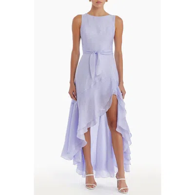 Amanda Uprichard Casella Stripe Sleeveless Ruffle High-low Dress In Blue
