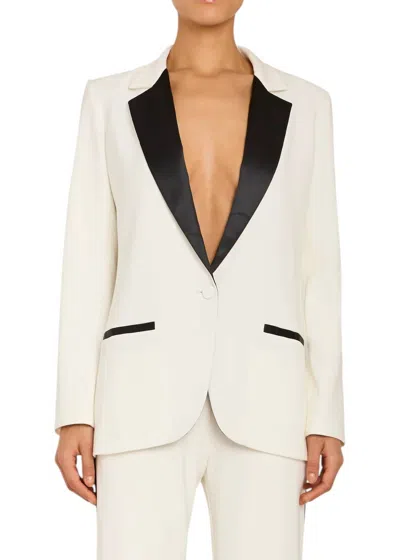 Amanda Uprichard Caviar Blazer In Ivory Black In White