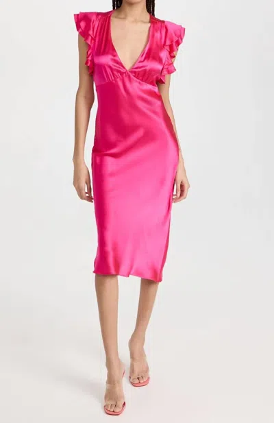 Amanda Uprichard Cecelia Midi Dress In Cerise In Red