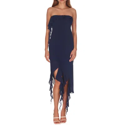 Amanda Uprichard Chelsey Midi Chiffon Dress In Navy In Blue