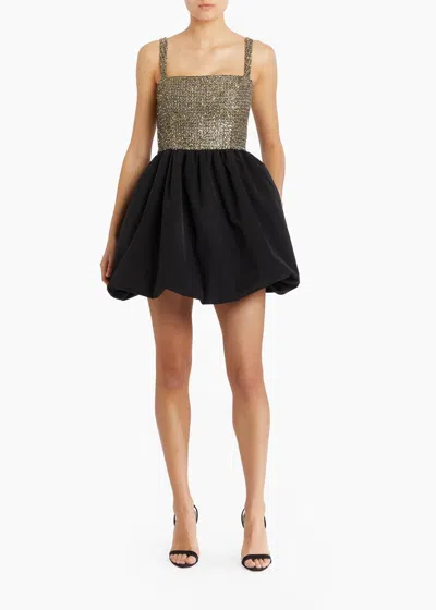 Amanda Uprichard Christine Bubble Mini Dress In Gold/black