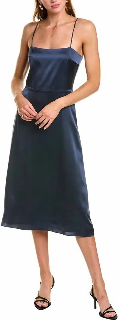 Amanda Uprichard Clover Silk Dress In Ink In Blue