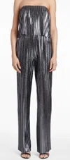 Amanda Uprichard Collina Metallic Strapless Jumpsuit In Grey In Multi
