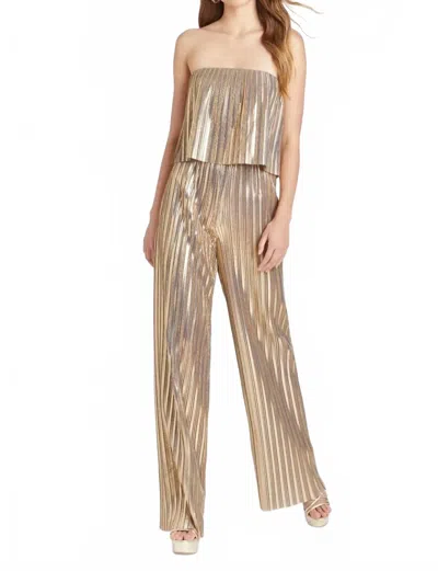Amanda Uprichard Collina Metallic Strapless Jumpsuit In Gold