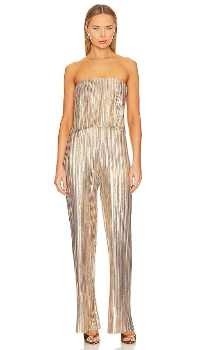 Amanda Uprichard Collina Pleated Jumpsuit In Gold
