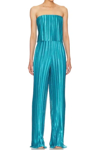 Amanda Uprichard Collina Pleated Strapless Jumpsuit In Maui In Multi