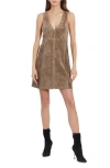Amanda Uprichard Collins Faux Suede Minidress In Taupe