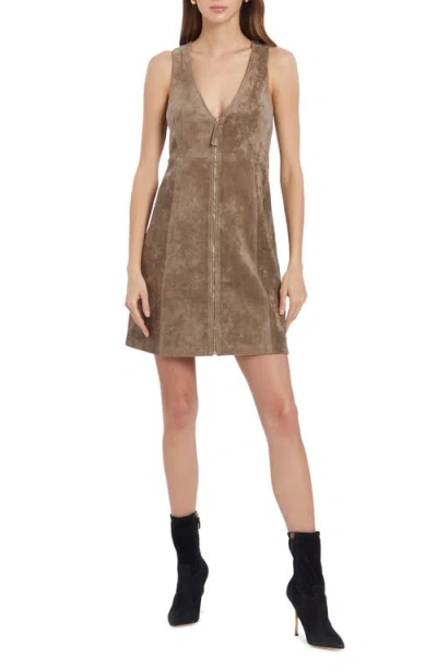 Amanda Uprichard Collins Faux Suede Minidress In Taupe