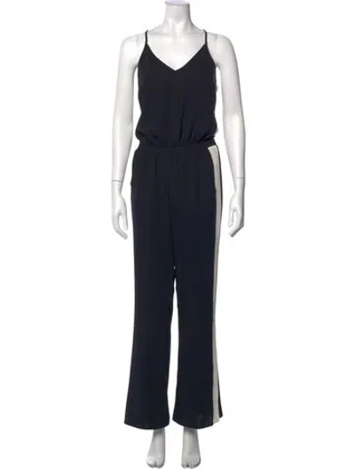 Pre-owned Amanda Uprichard Colorblock Pattern V-neck Jumpsuit In Black