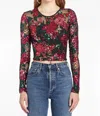 AMANDA UPRICHARD COSTELLA SEQUIN TOP IN NOIR DAHLIA FLORAL