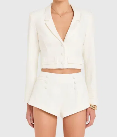 Amanda Uprichard Courtney Long Sleeve Jacket In Ivory In Multi