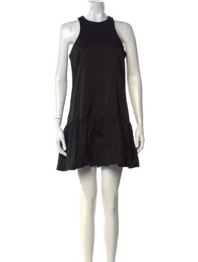 Pre-owned Amanda Uprichard Crew Neck Mini Dress In Black