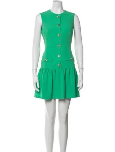 Pre-owned Amanda Uprichard Crew Neck Mini Dress In Green
