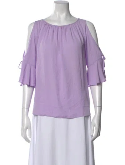 Pre-owned Amanda Uprichard Crew Neck Short Sleeve Blouse In Purple