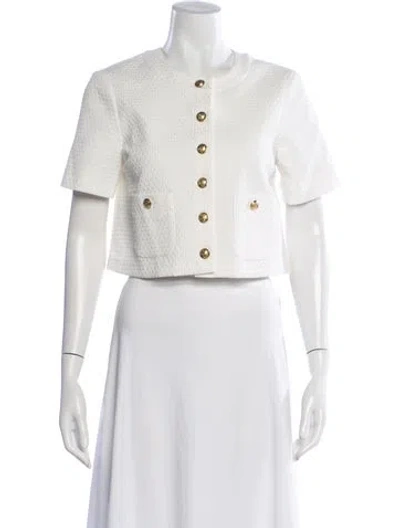Pre-owned Amanda Uprichard Crew Neck Short Sleeve Top In White