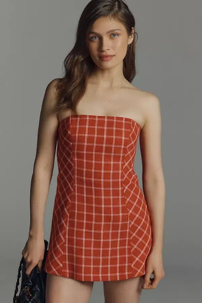 Amanda Uprichard Daisy Strapless Romper In Red