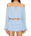 Amanda Uprichard Dallas Off Shoulder Top In Baby Blue In Blue
