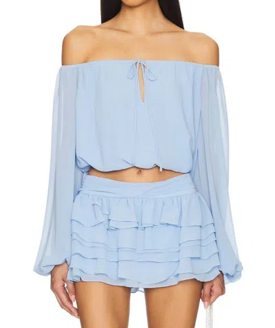 AMANDA UPRICHARD DALLAS OFF SHOULDER TOP IN BABY BLUE