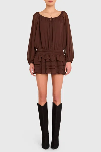 AMANDA UPRICHARD DALLAS SKORT ROMPER IN COCOA