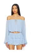 Amanda Uprichard Dallas Off Shoulder Top In Baby Blue In Baby Blue