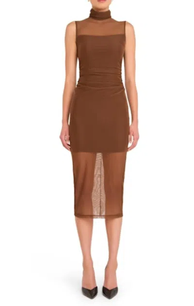 Amanda Uprichard Damira Midi Dress In Mocha In Brown
