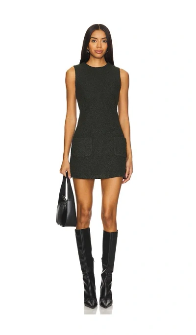 Amanda Uprichard Delia Textured Mini Dress In Dark Green In Black