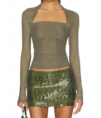 Amanda Uprichard Delilah Top In Olive In Green