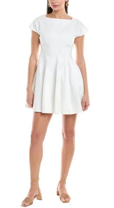Amanda Uprichard Denim Square Neck Mini Dress In White