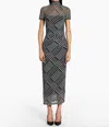 Amanda Uprichard Dominique Dress In Houndstooth Plaid In Gray