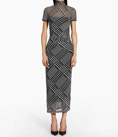 Amanda Uprichard Dominique Dress In Houndstooth Plaid In Gray