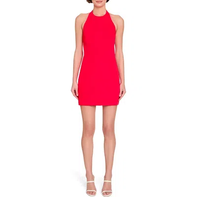 Amanda Uprichard Donahue Halter Cocktail Minidress In Red