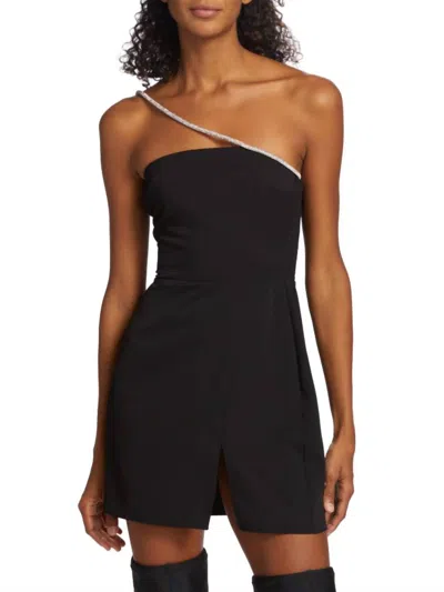 Amanda Uprichard Dream Diamante Strap Cocktail Dress In Black