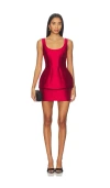 Amanda Uprichard Empire Pleated Peplum Cocktail Minidress In Red