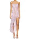 Amanda Uprichard Estrada Mixed Print High-low Dress In Multi