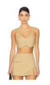 Amanda Uprichard Ethan Cropped Vest In Beige