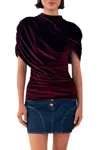 Amanda Uprichard Evianna Top In Burgundy In Black