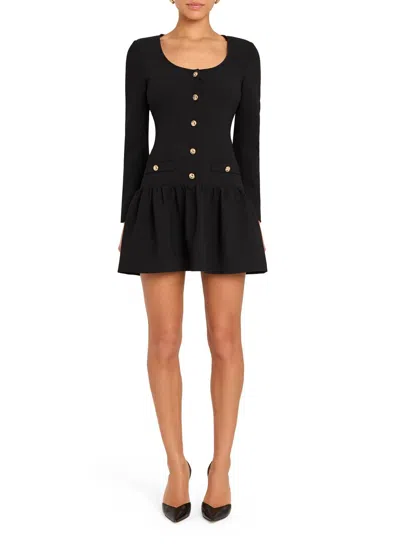 Amanda Uprichard Fallon Long Sleeve Mini Dress In Black